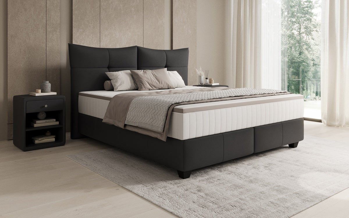 Boxspringbett Veyora in Echtleder