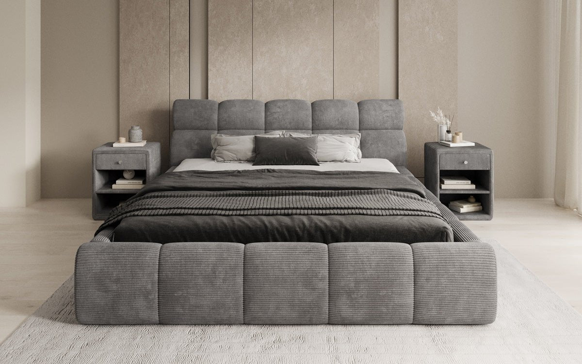 Designer Polsterbett Dallas Cord mit Stauraum