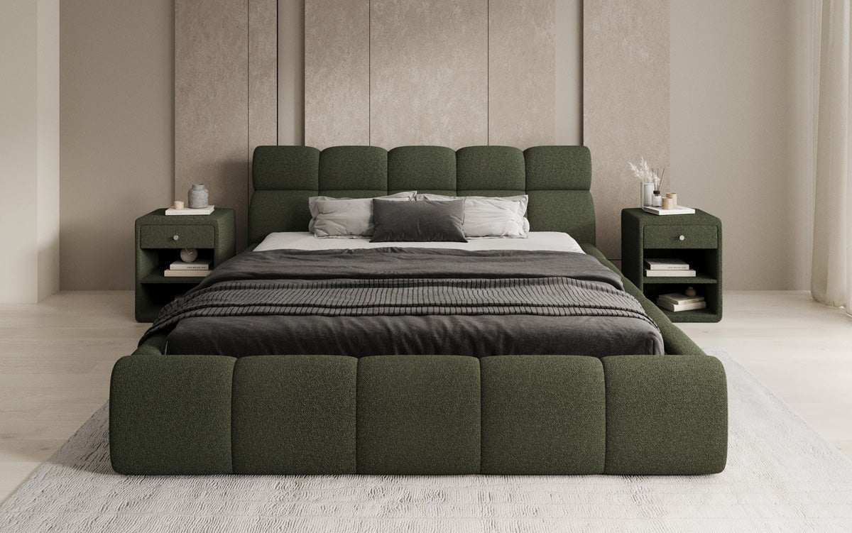 Designer Polsterbett Dallas Bouclé mit Stauraum