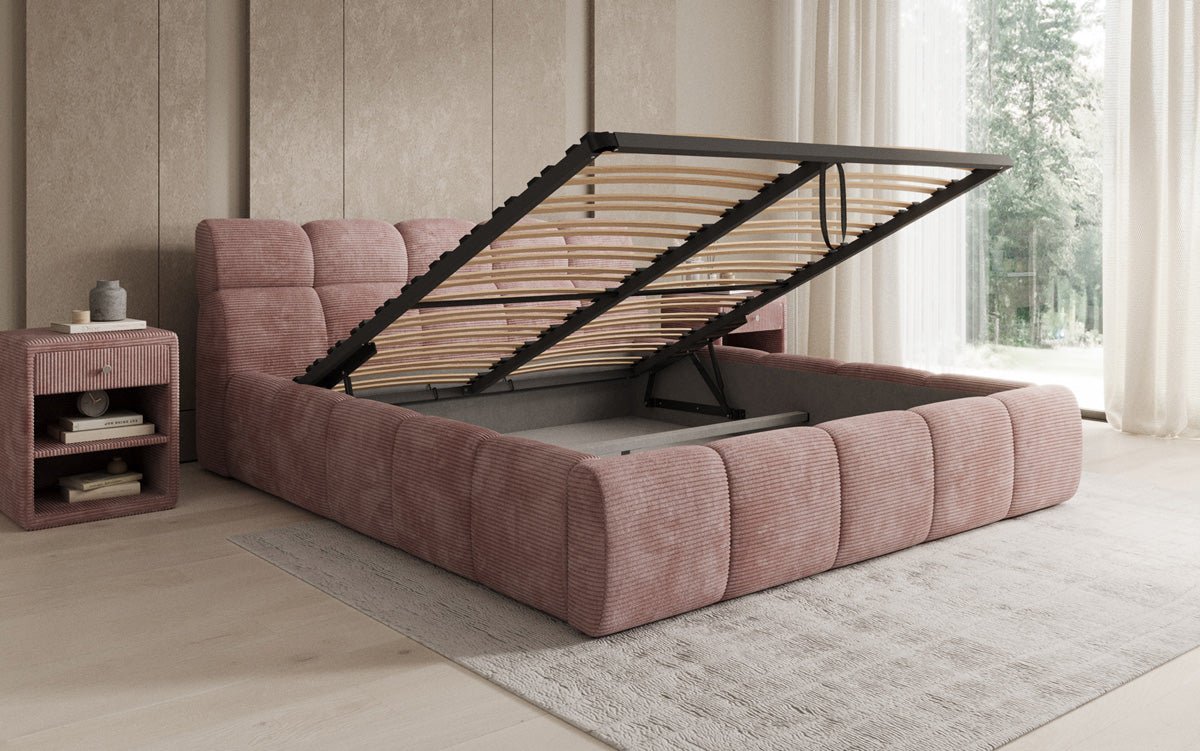 Designer Polsterbett Dallas Cord mit Stauraum
