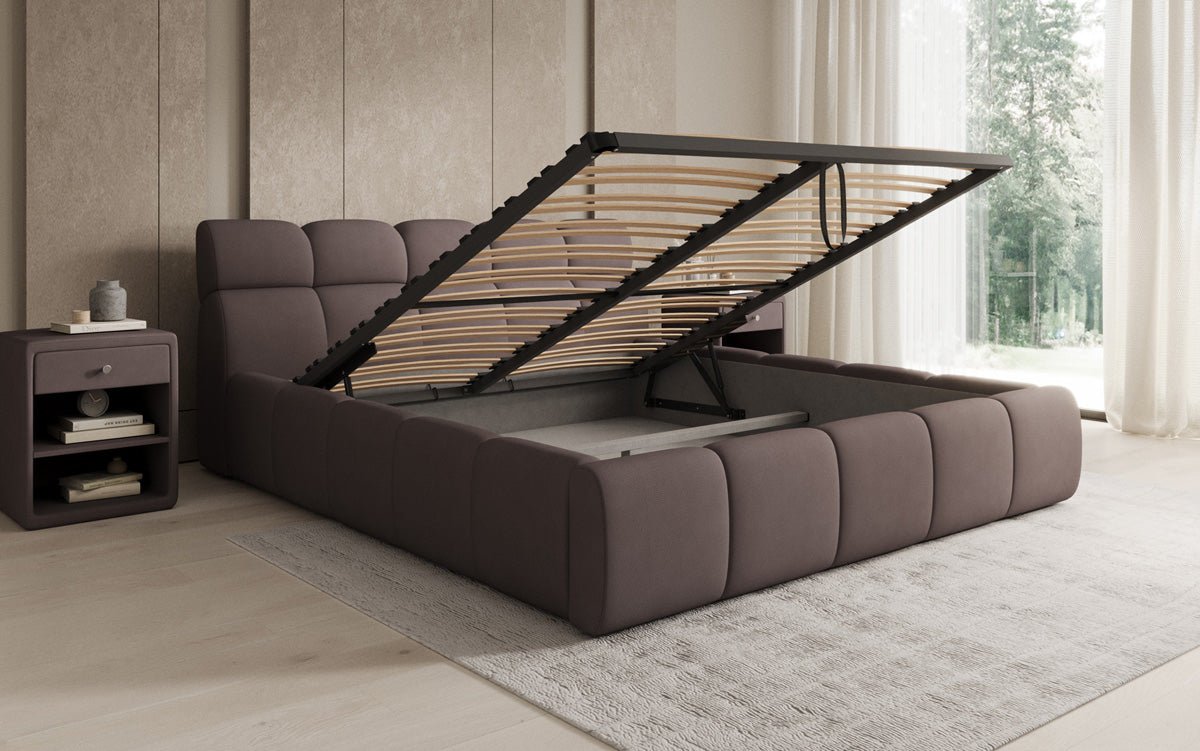Designer Polsterbett Dallas Stoff mit Stauraum