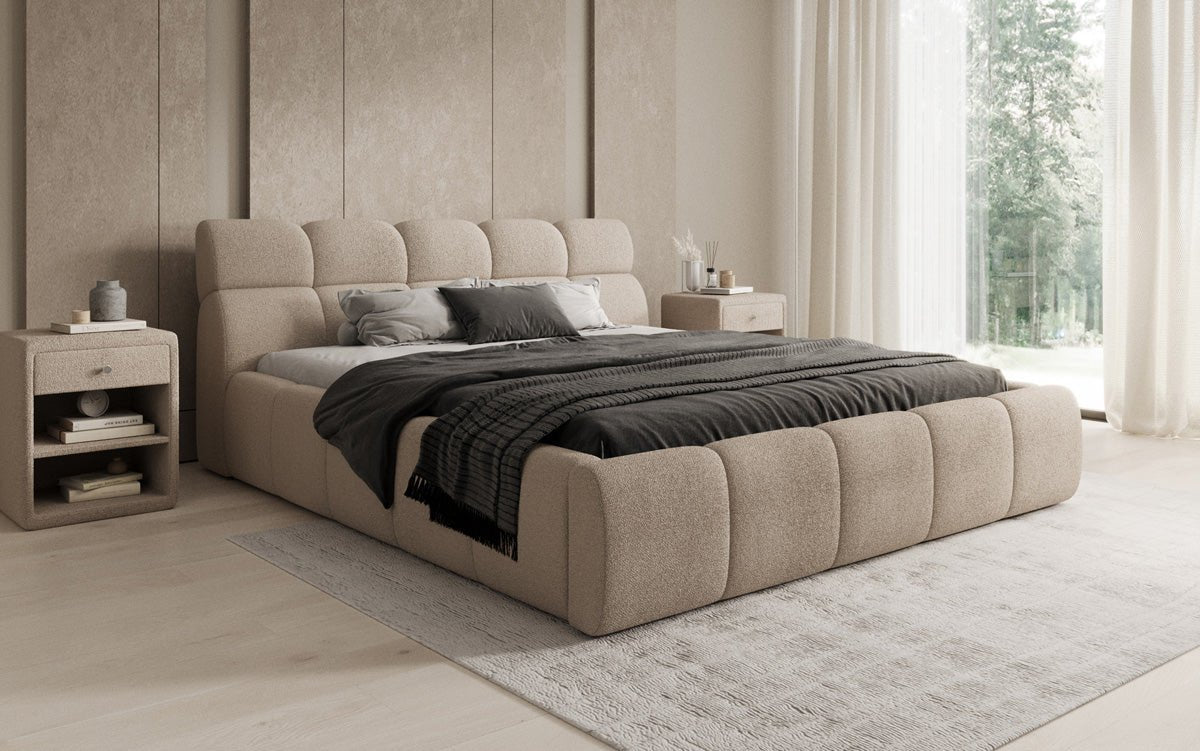 Designer Polsterbett Dallas Bouclé mit Stauraum