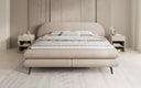 Boxspringbett Marisol mit ovalem Headboard in Bouclé