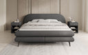 Boxspringbett Marisol mit ovalem Headboard in Bouclé