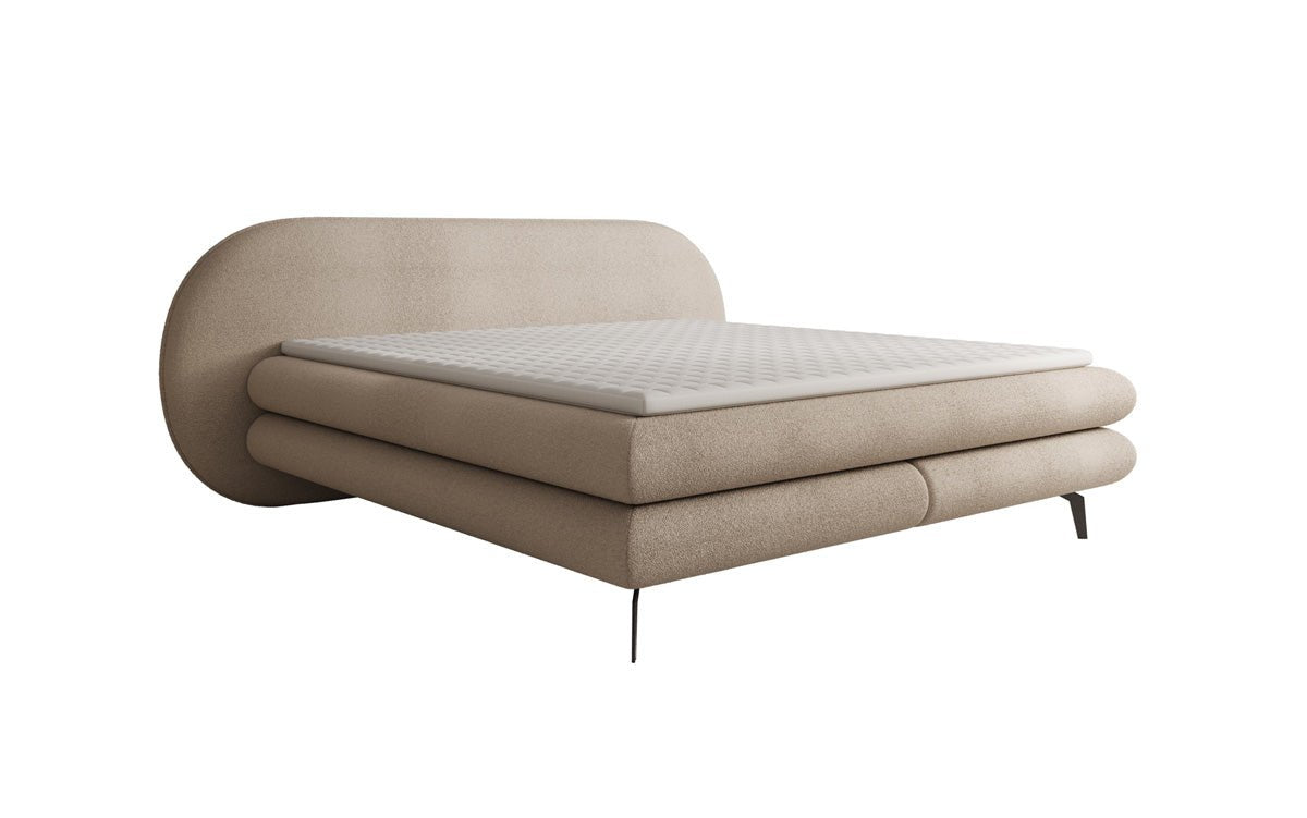 Boxspringbett Marisol mit ovalem Headboard in Bouclé