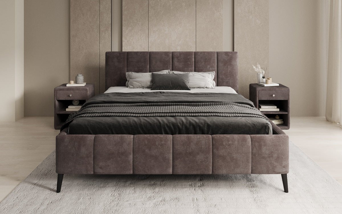 Designer Polsterbett Valerio in Cord mit höhenverstellbarem Lattenrost