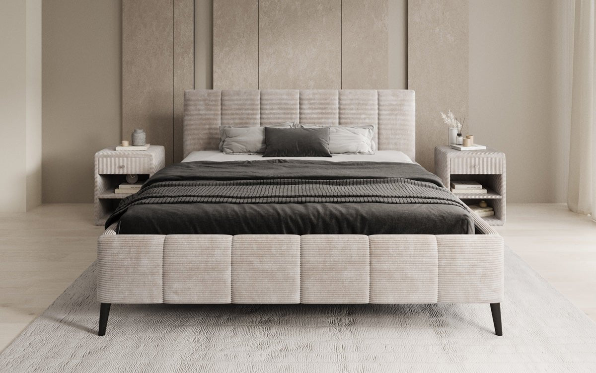 Designer Polsterbett Valerio in Cord mit höhenverstellbarem Lattenrost