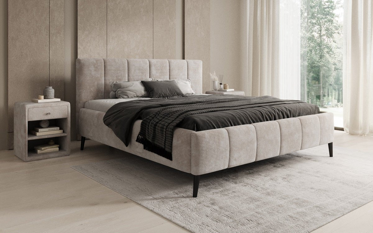 Designer Polsterbett Valerio in Cord mit höhenverstellbarem Lattenrost