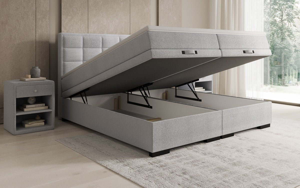 Boxspringbett Alessia mit Stauraum in Teddy Bouclé