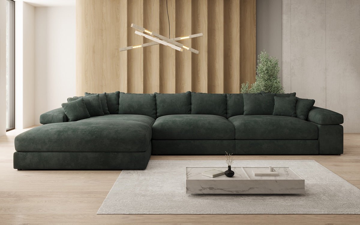 Designer Sofa Bernardo L Maxi mit breiter Ottomane in Cord