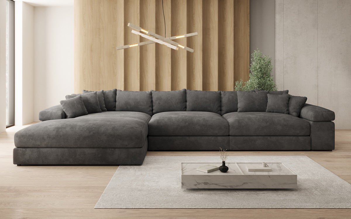 Designer Sofa Bernardo L Maxi mit breiter Ottomane in Cord