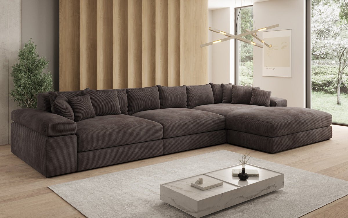 Designer Sofa Bernardo L Maxi mit breiter Ottomane in Cord