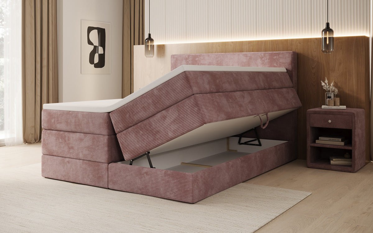 Boxspringbett Noren mit Stauraum in Cord