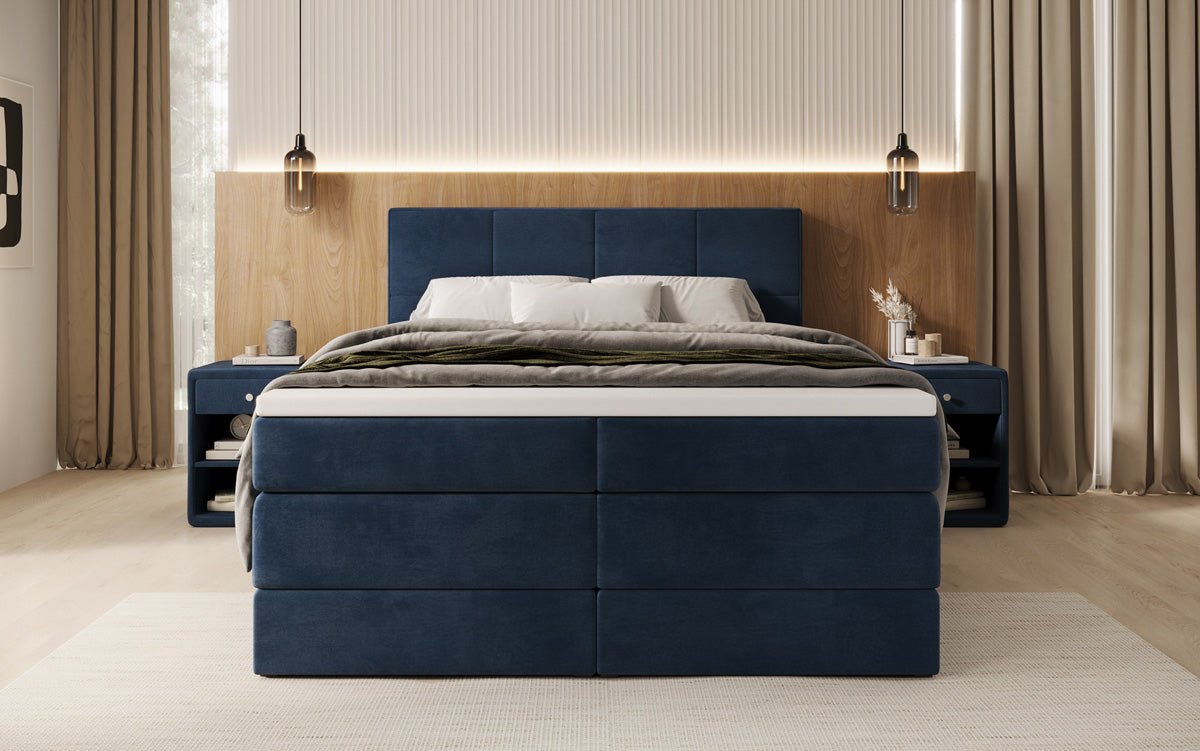Boxspringbett Mareno mit Stauraum in Samt