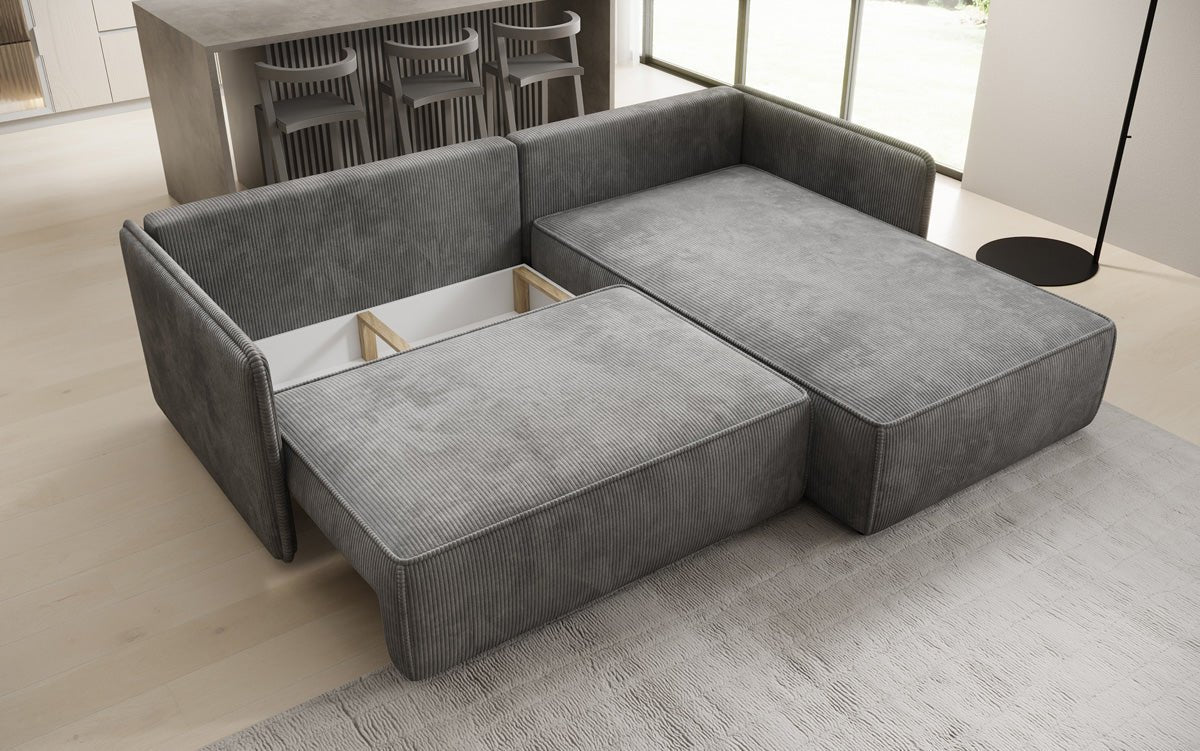 Designer Sofa Marlen mit Schlaf- und Klappfunktion in Cord