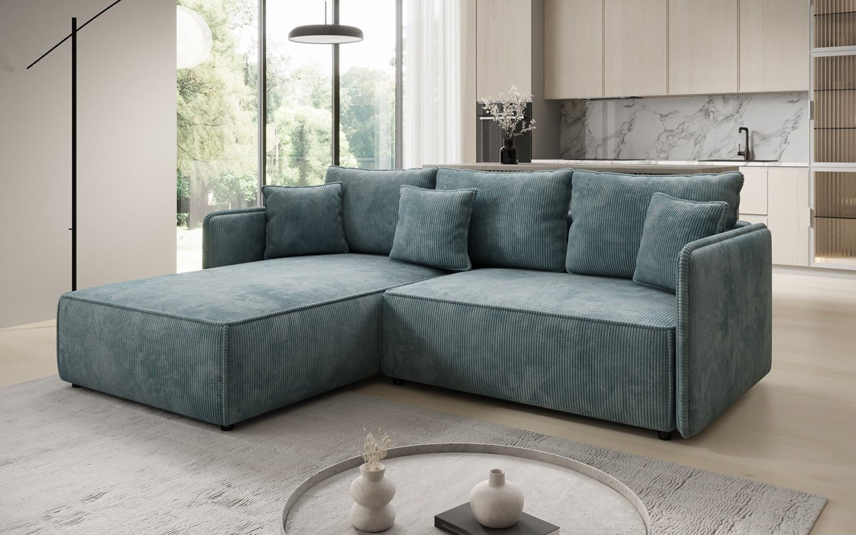Designer Sofa Marlen mit Schlaf- und Klappfunktion in Cord