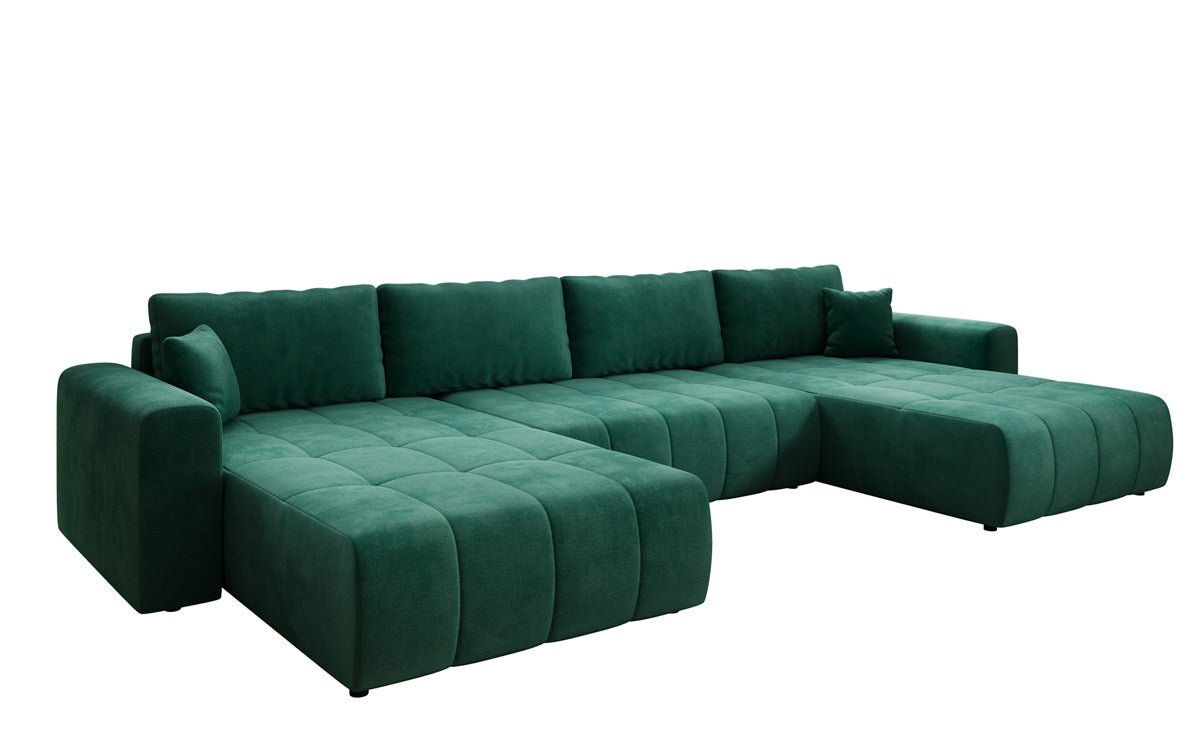 Designer Sofa Leveno U mit Schlaf- und Klappfunktion in Samt