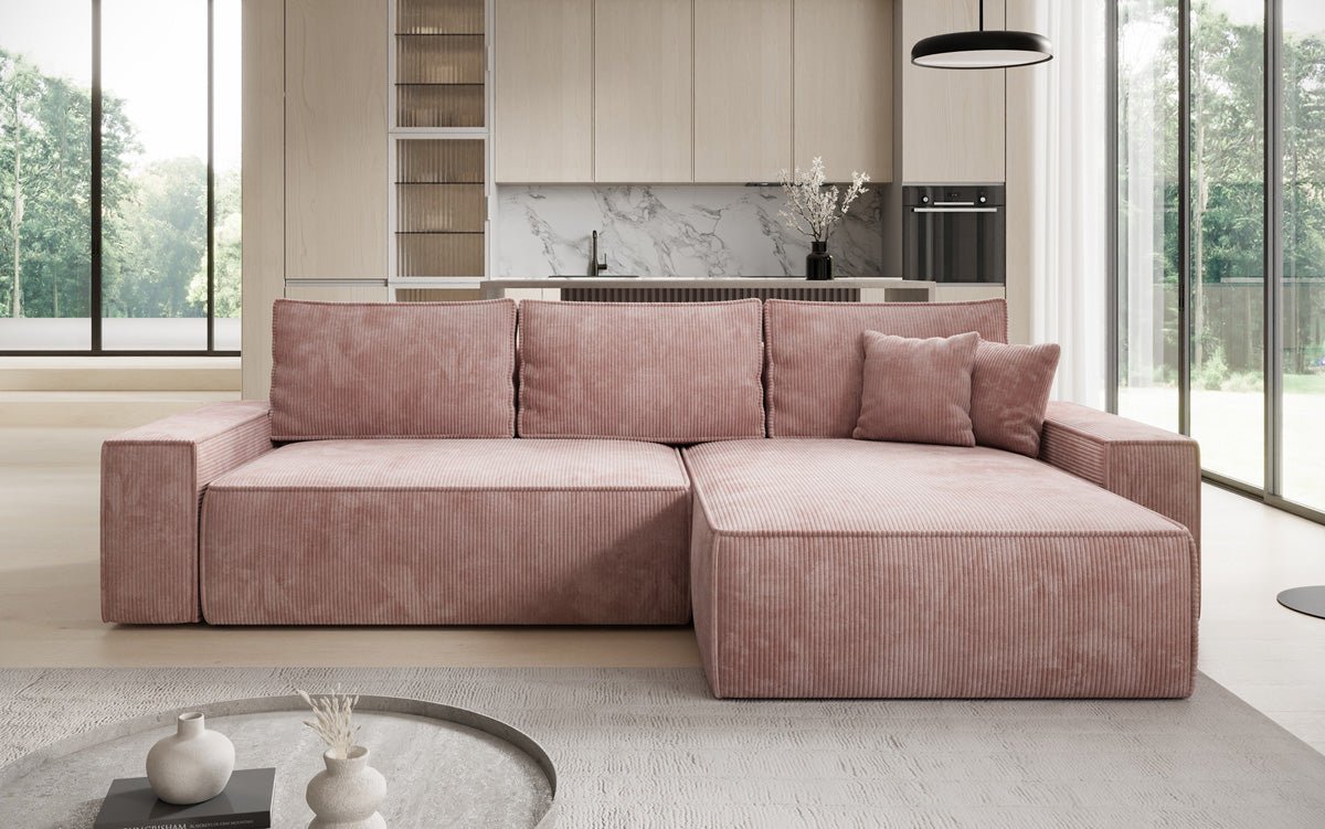 Designer Sofa Lunaro mit Schlaf- und Klappfunktion in Cord