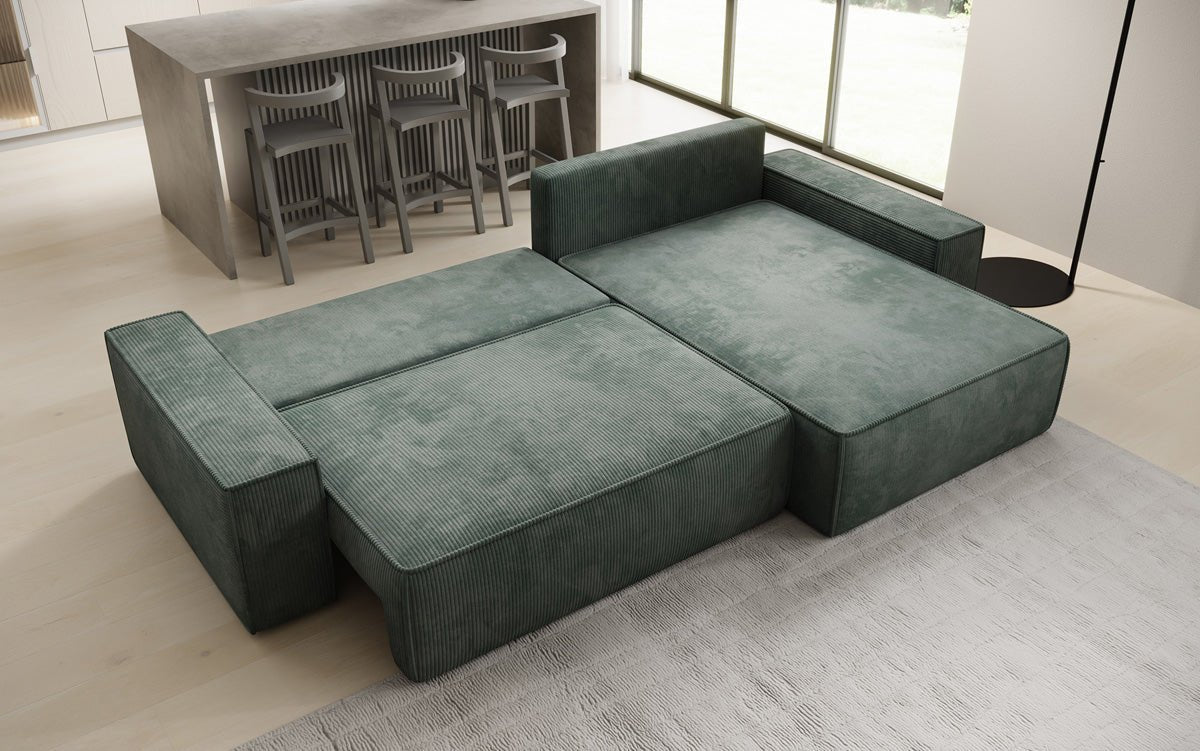 Designer Sofa Lunaro mit Schlaf- und Klappfunktion in Cord