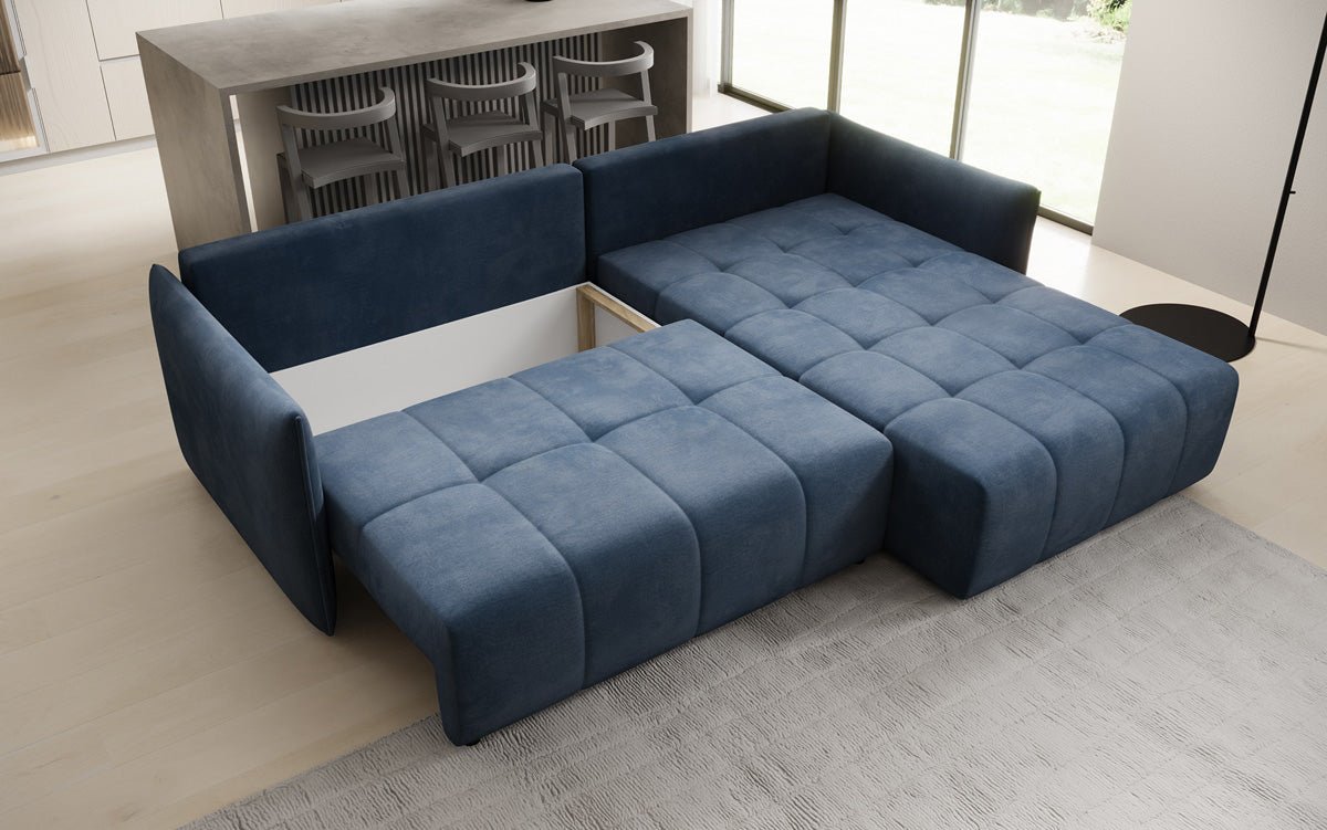 Designer Sofa Velaro L mit Schlaf- und Klappfunktion in Samt