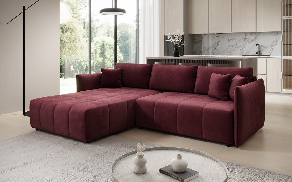 Designer Sofa Velaro L mit Schlaf- und Klappfunktion in Samt