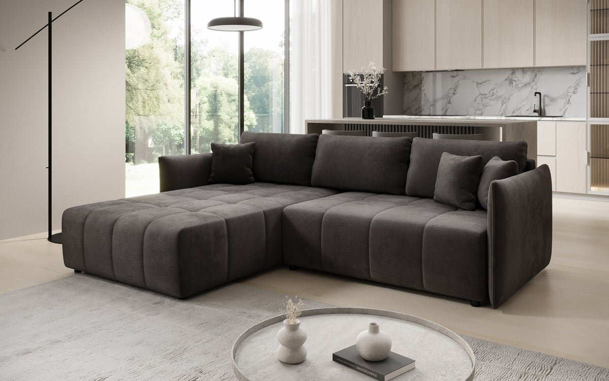 Designer Sofa Velaro L mit Schlaf- und Klappfunktion in Samt