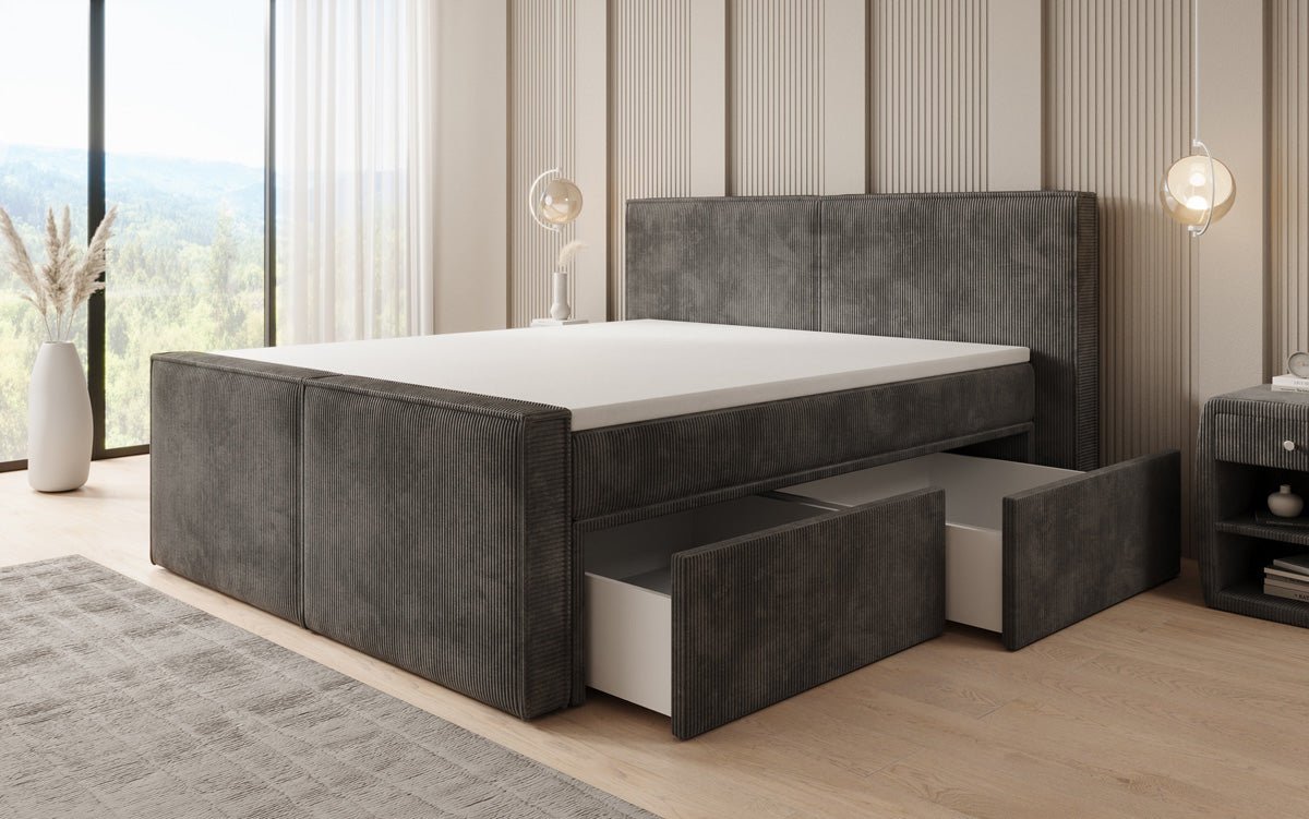Boxspringbett Ophelia II mit Schubladen in Cord