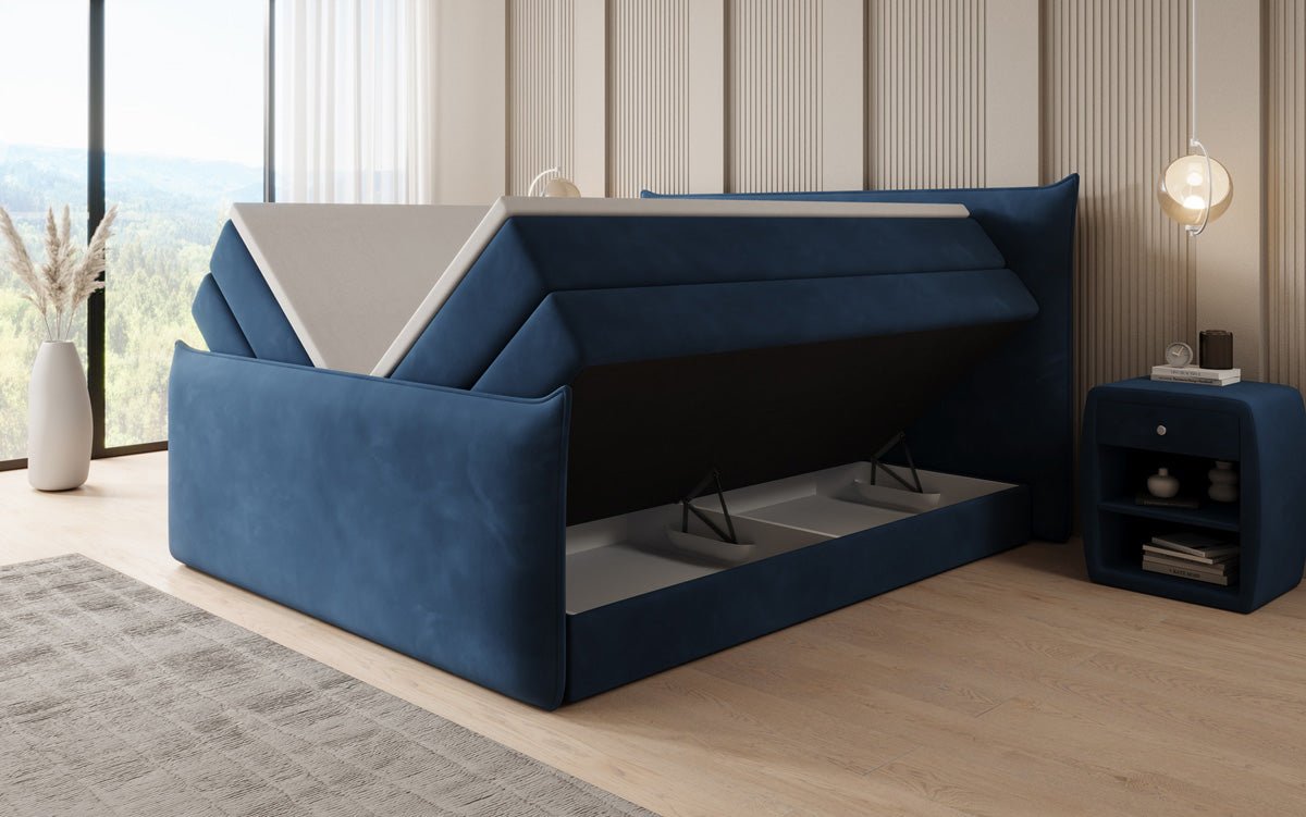 Boxspringbett Liana II mit hochklappbarem Stauraum in Samt