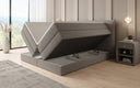 Boxspringbett Liana mit hochklappbarem Stauraum in Teddy Bouclé