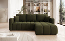 Designer Ecksofa Beatrice mit Schlaf- und Klappfunktion in Bouclé