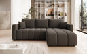 Designer Ecksofa Beatrice mit Schlaf- und Klappfunktion in Bouclé