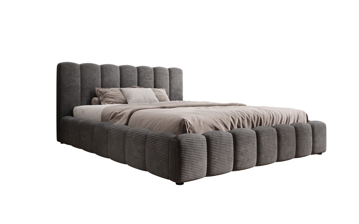 Designer Polsterbett Nuveo in Cord mit Stauraum