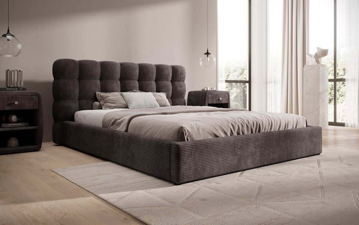 Designer Polsterbett Calivo in Cord mit Stauraum