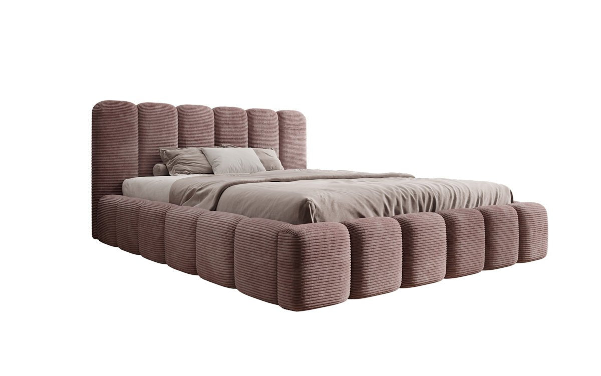 Designer Polsterbett Tevara in Cord mit Stauraum