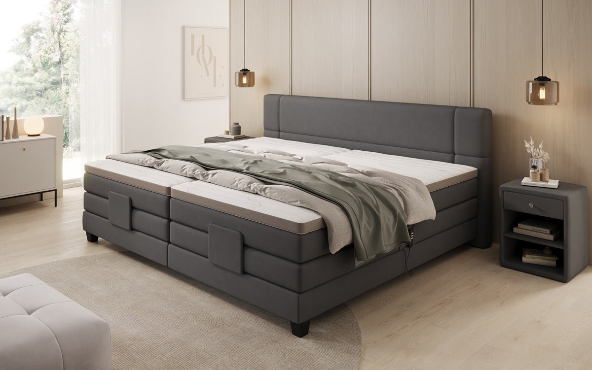 Familien Boxspringbett Noela 220/240x200 elektrisch verstellbar in Stoff