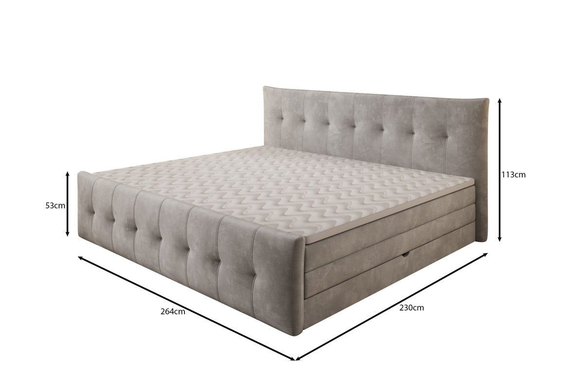 Familien Boxspringbett Valenza – 220/240x200 mit Stauraum in Samt