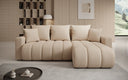 Designer Ecksofa Giulio mit Schlaf- und Klappfunktion in Bouclé