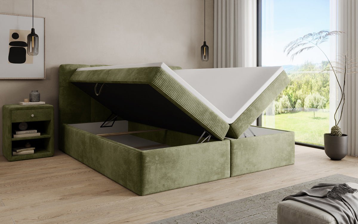 Boxspringbett Cozy II in Cord mit Stauraum