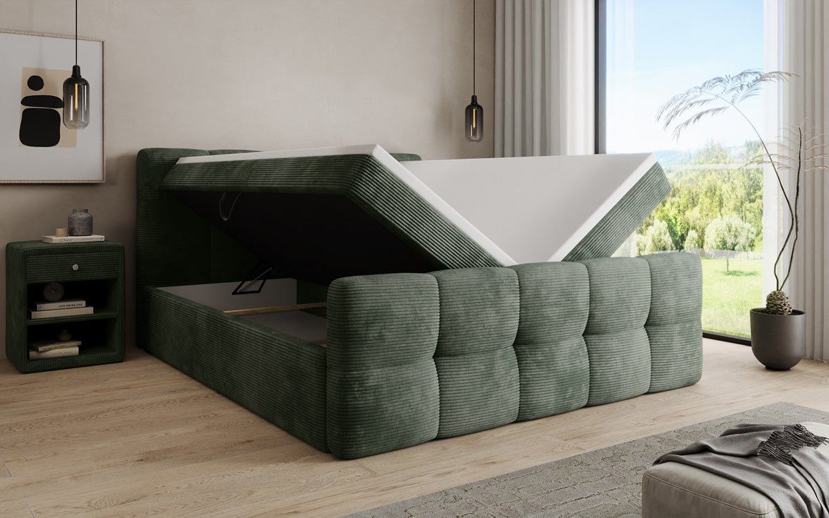 Boxspringbett Cozy in Cord mit Stauraum