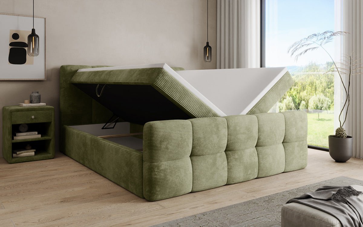 Boxspringbett Cozy in Cord mit Stauraum