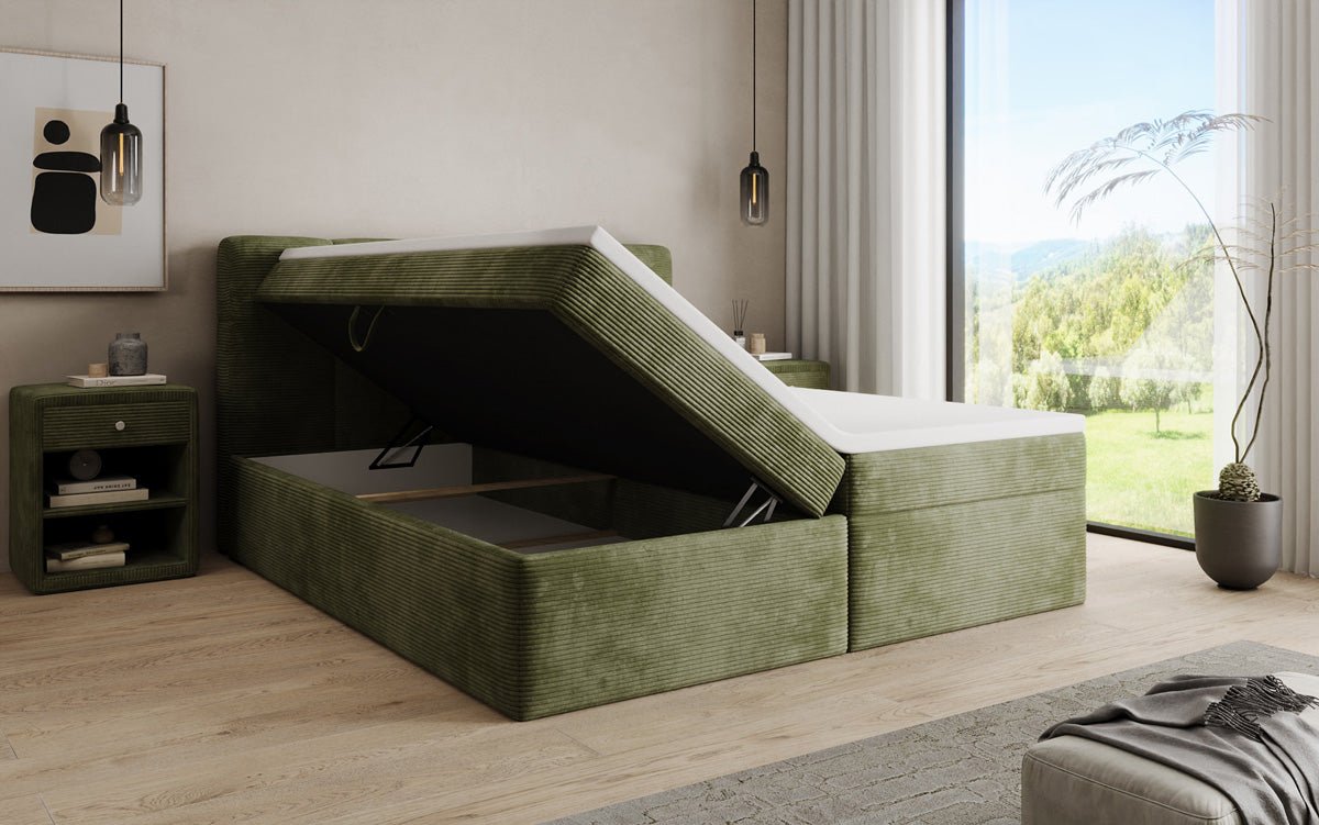 Boxspringbett Cozy II in Cord mit Stauraum
