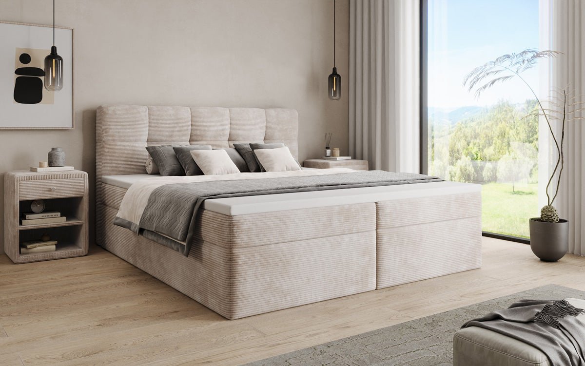 Boxspringbett Cozy II in Cord mit Stauraum