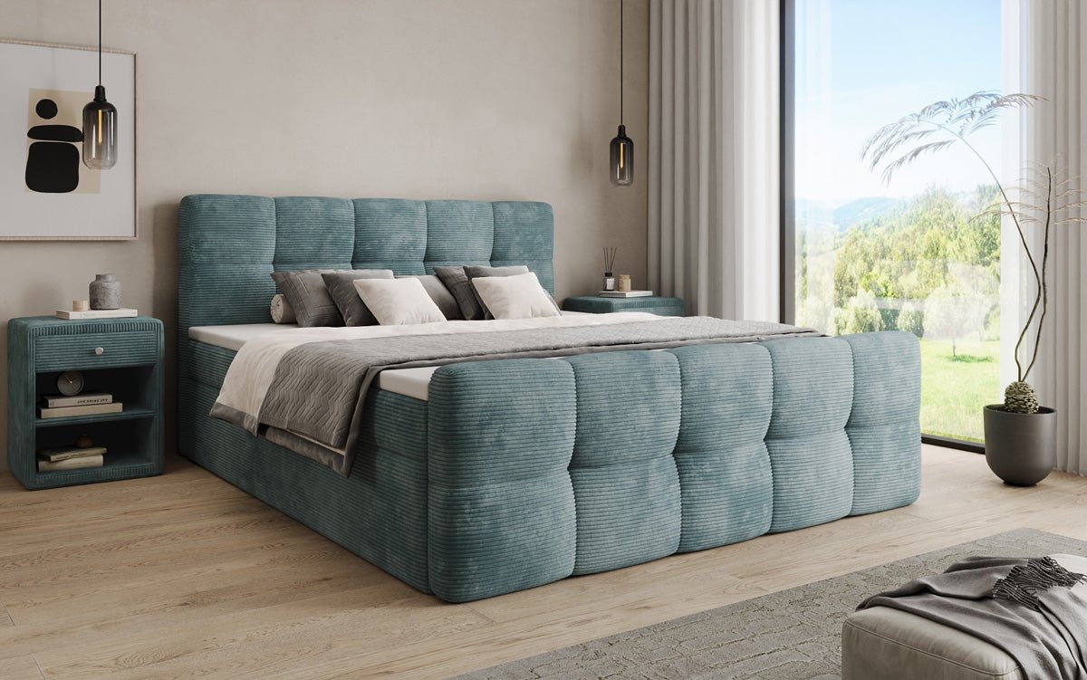 Boxspringbett Cozy in Cord mit Stauraum