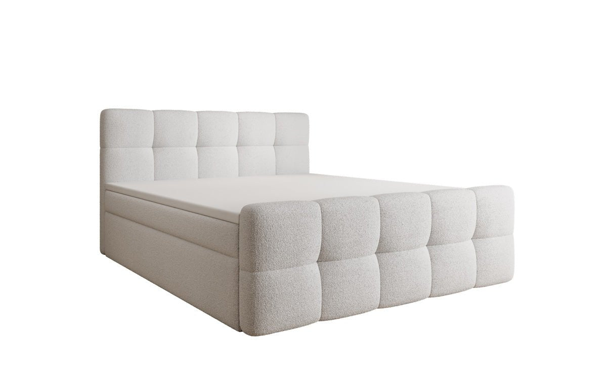 Boxspringbett Cozy in Teddy Bouclé mit Stauraum