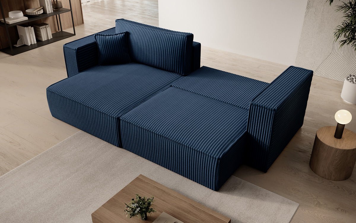 Designer Sofa Paris in breitem Cord mit Schlaf- und Klappfunktion