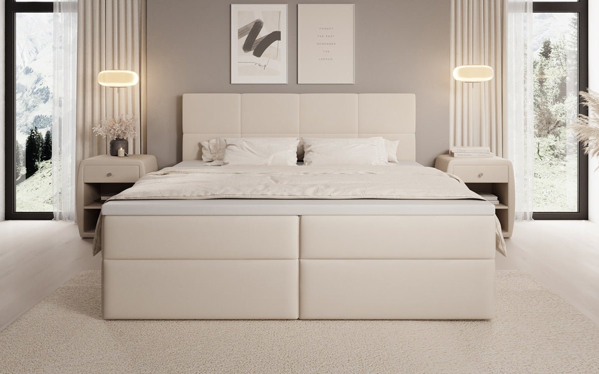 Boxspringbett Levi in Stoff mit Stauraum