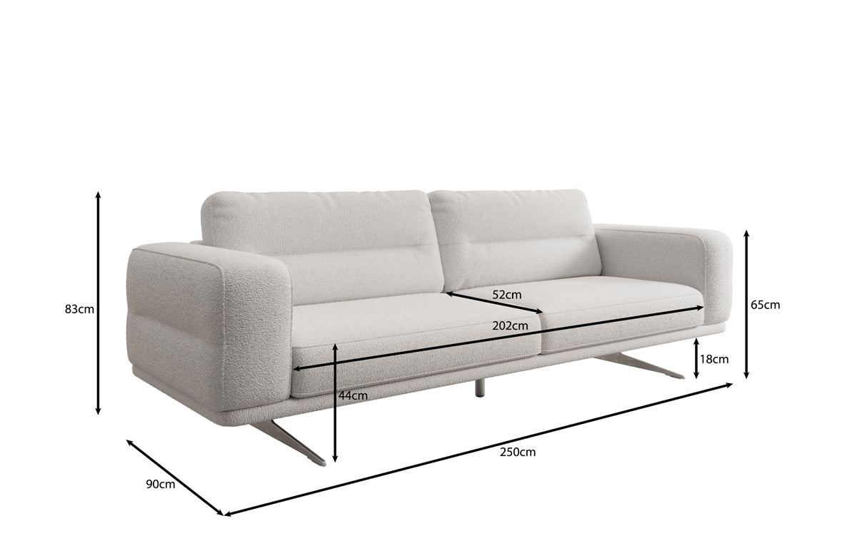 Designer Sofa Torino 3 Sitzer in Bouclé