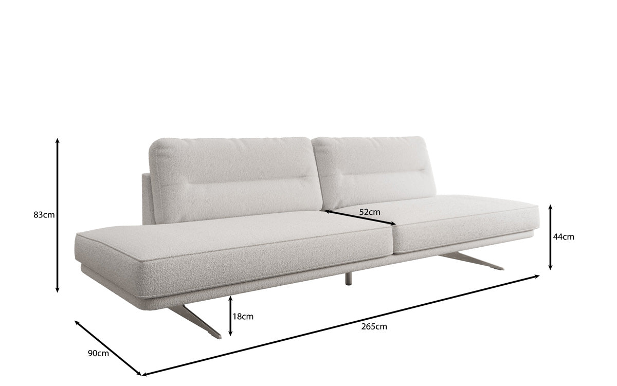 Designer Sofa Torino 3 Sitzer Open in Bouclé