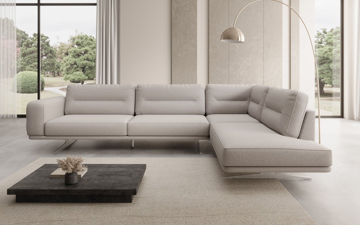 Designer L Sofa closed Torino in Bouclé