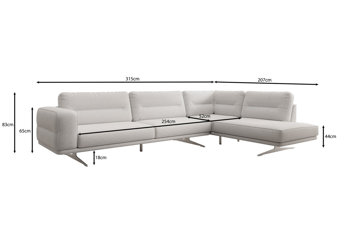 Designer L Sofa closed Torino in Bouclé